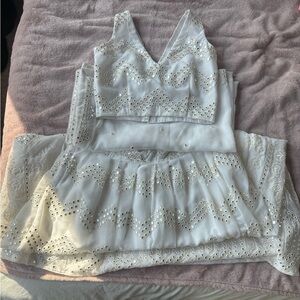 White Mirror Work and Embroidered Lehenga (never worn)